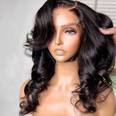 Malaysian Human Hair Side Part Wavy 5x5 Lace Closure Wig