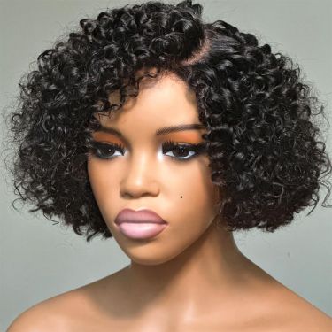 Wear Go Glueless Short Curly Bob Human Hair Pre Cut 5X5 Closure Lace Wig