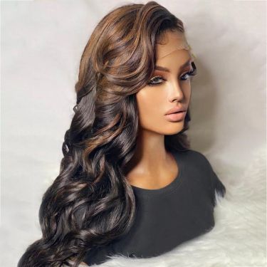 Highlight Brown Color Loose Wave 5x5 Closure Lace Glueless Wigs