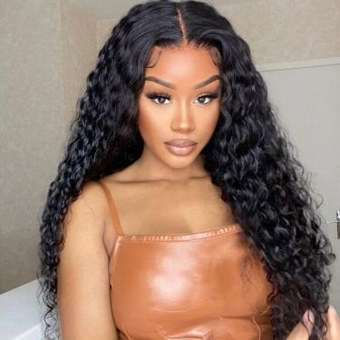 Invisible Lace Human Hair Water Wave 5x5 Lace Closure Wigs