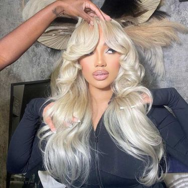 Glueless Body Wave 613 Blonde Curtain Bangs Wig Pre Plucked Lace Front Wigs