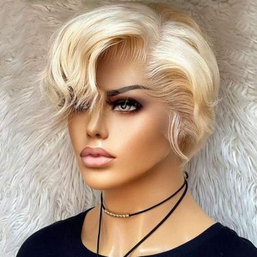Blonde #613 Bob Wigs Pixie Cut Human Hair Lace Front Wig