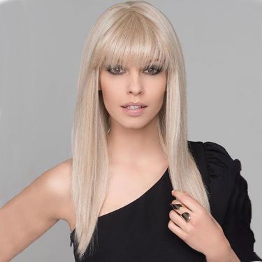 Blonde Silky Straight Lace Front Wig with Bangs 100% Human Hair