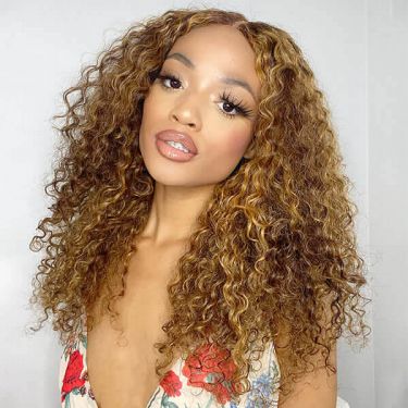 Pre-Highlighted Deep Wave 13x4 Frontal Lace Wig Human Hair Wigs 