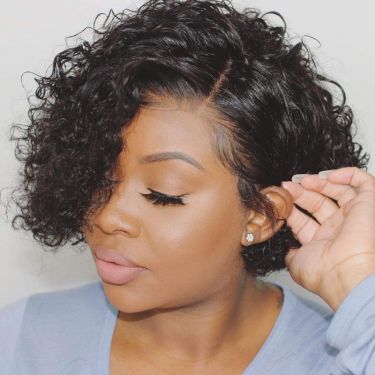Pixie Wigs Curly Bob Wig 4x4 Closure Lace Wig For Black Women