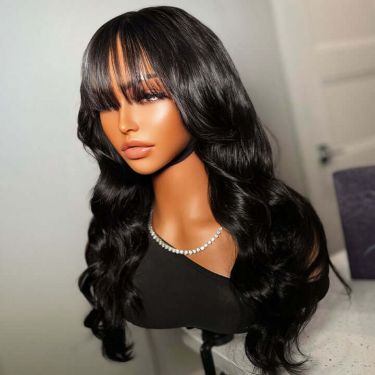 Glueless Body Wave 5x5 Lace Wig Human Hair Wig With Bangs