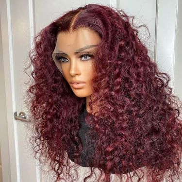 Burgundy Deep Wave 13x4 Frontal Lace Wig 100% Human Hair
