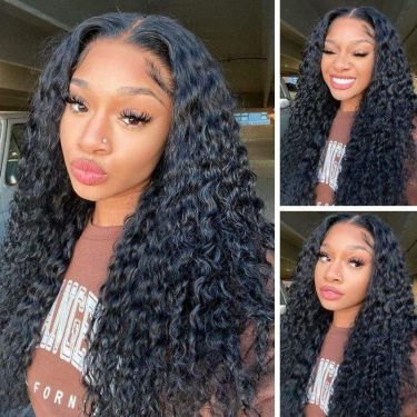 Deep Curly Best Virgin Hair 180% Density 13*6 Lace Front Wigs