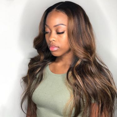 Glueless 13x4 Swiss Lace Front Wig Balayage Color 100% Virgin Hair