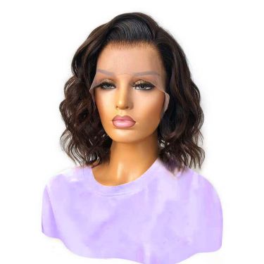 Short Curly Human Hair Wig 13x6 Lace Front Ombre Color