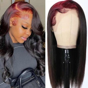 Red Roots Wave Hair Lace Front Wigs Human Hair Wigs