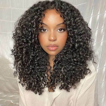 Afro Curly Glueless Lace Front Wig Human Hair Wig