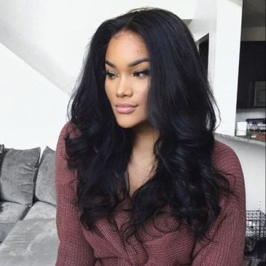Human Hair 4x4 Lace Closure Wig Middle Part Wavy Wig 