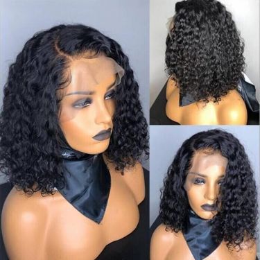 Short Curly Bob Wigs Glueless 13X4 Lace Front Wig 100% Human Hair