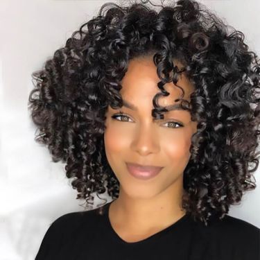Bouncy Curly Human Hair Lace Front Bob Wigs 150% Density