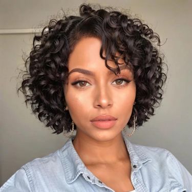 Glueless Curly Bob Wigs Human Hair 13X4 Lace Front Wig
