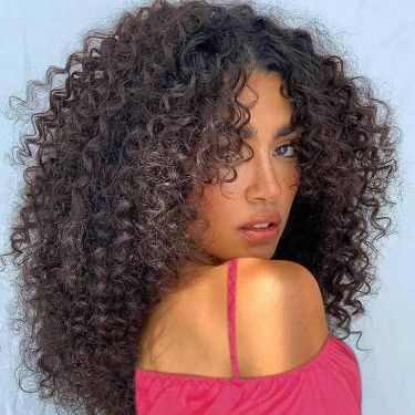 Glueless Deep Curly Natural Black Human Hair 13X4 Lace Front Wig