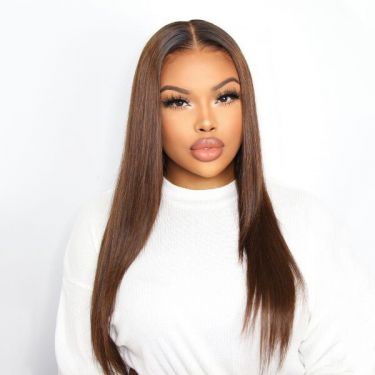 Virgin Hair Layered Straight Lace Front Wig 