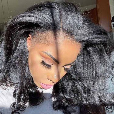 4C Edges Realistic Kinky Straight 13x4 Lace Front Wig Human Hair Wigs
