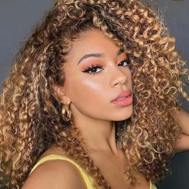 Honey Blonde Water Wave Lace Front Wig Ombre Human Hair Shoulder Length