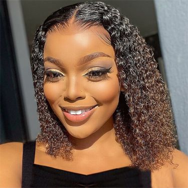 Bob Ombre Brown Kinky Curly Lace Wig 