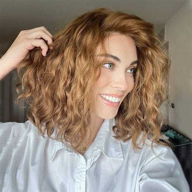 Short Wavy Blonde Ombre Human Hair Bob Wigs Glueless Lace Front Wig