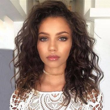 Brown Fluffy Messy Wavy Human Hair 13X4 Lace Front Wigs
