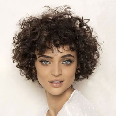 Glueless Short Natural Curly Bob Wigs Human Hair Lace Front Wig with Bangs