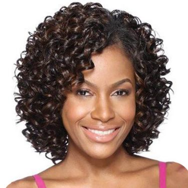 Short Curly African Bob Wigs Side Bangs Glueless Wig Highlight Human Hair Lace Front Wig