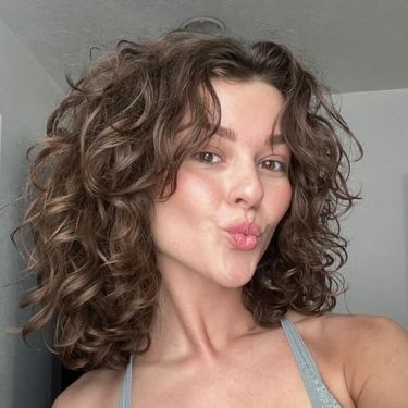 Short Brown Curly Fluffy Bob Wigs Human Hair Lace Front Wig