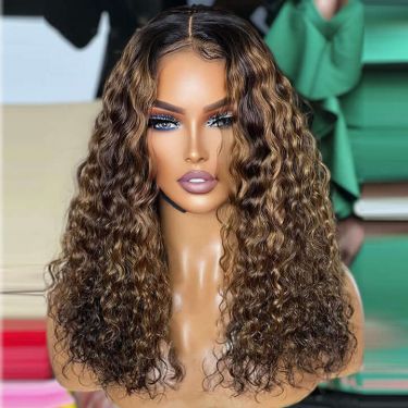 Highlight Honey Blonde Curly 13x4 Lace Front Wig
