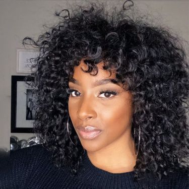 Mid Length Naturally Curly Bob with Bangs Lace Front Wig