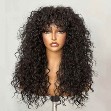Glueless Curly 13x4 Lace Front Wig Human Hair Wigs with Bangs