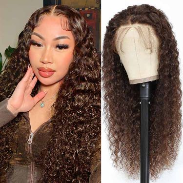 Glueless 13x4 Lace Front Wig Deep Wave Human Hair Wig