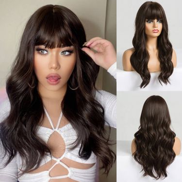 Wigs with Bangs Wave Wigs for Women African American Hair Wig 