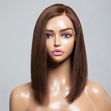 Medium Dark Brown Silky Straight 13X4 Lace Front Wig Human Hair