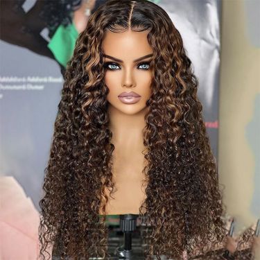 Glueless Highlight Honey Blonde Deep Curly Lace Front Wigs