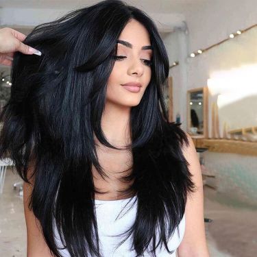 Layered Straight Human Hair 13X4 Lace Front Wig
