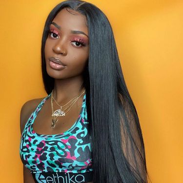 Glueless Silky Straight 13x6 Swiss Lace Front Wig Pre Bleached 180% Density