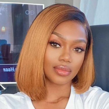 Human Hair Ombre Brown Bob Glueless Lace Front Wig 