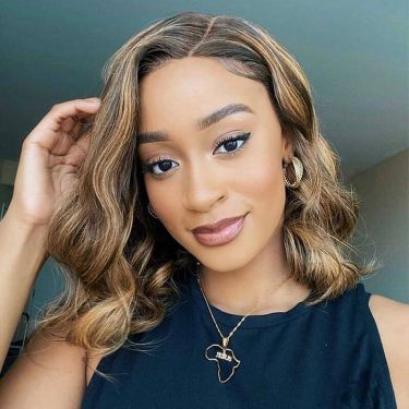 Glueless 4X4 Lace Wig Highlight Brown Bob Wave Wig