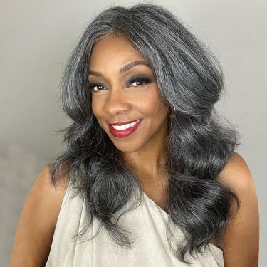Salt and Pepper Grey Wig Layered Cut Body Wave Lace Front Wig Human Hair