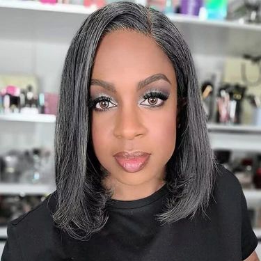 Salt and Pepper Grey Human Hair Straight Bob Wig 13x4 Lace Front Wig
