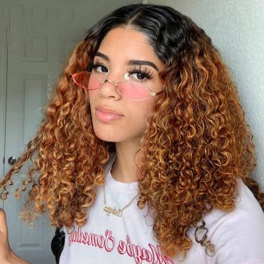 Highlight Curly Bob Style Swiss Lace Front Wig 100% Virgin Hair