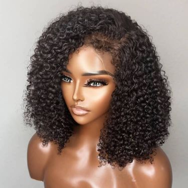 Bob Wig Afro Kinky Curly with Natural Edges 13x4 Frontal Lace Wig Human Hair