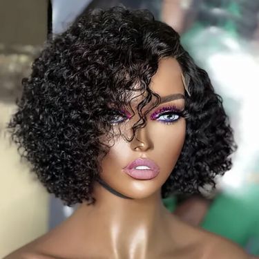 Glueless Jerry Curly Side Part Short Bob Wig 5x5 Closure Lace Wig