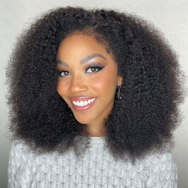 Glueless Kinky Curly 13x4 Lace Front Wig With Kinky Baby Hair