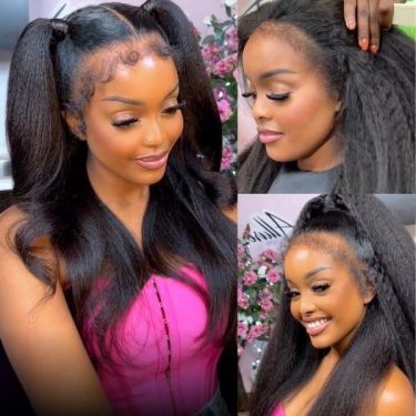 4C Edges Wig 360 Lace Wigs With 4C Hairline Kinky Straight