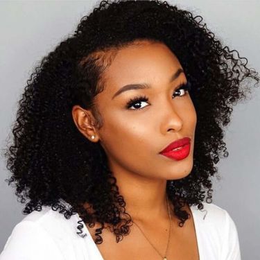 Kinky Curly Bob Lace Frontal Wig Side Part with Baby Hair