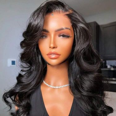 Glueless Natural Black Loose Body Wave Free Parting 5x5 Closure Lace Wig